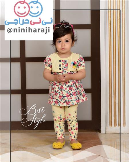 تونیک و ساپورت کتی گل گلی سایز کوچک