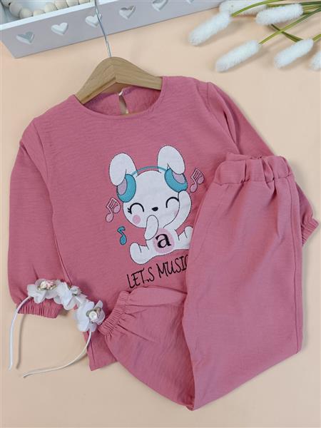 ست بلوز شلوار head phone rabbit