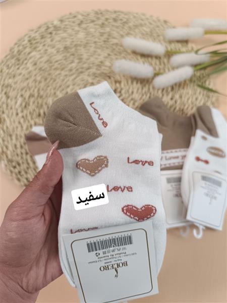 جوراب زنانه قلب کرم love