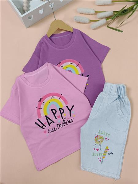 تیشرت شلوارک happy rainbow