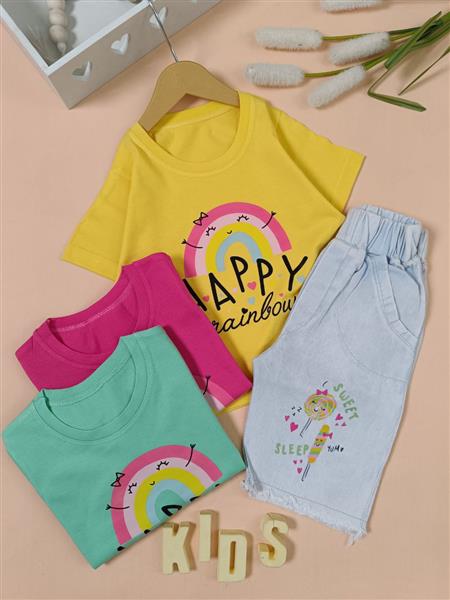 تیشرت شلوارک happy rainbow