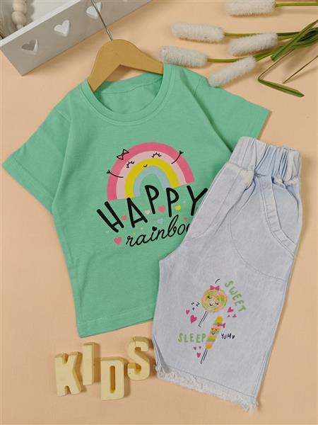 تیشرت شلوارک happy rainbow