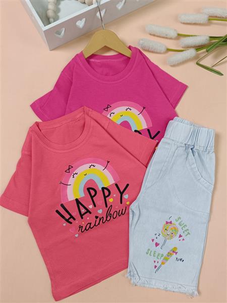 تیشرت شلوارک happy rainbow