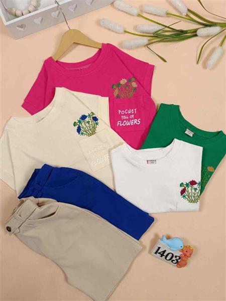 تیشرت شلوارک flowers pocket