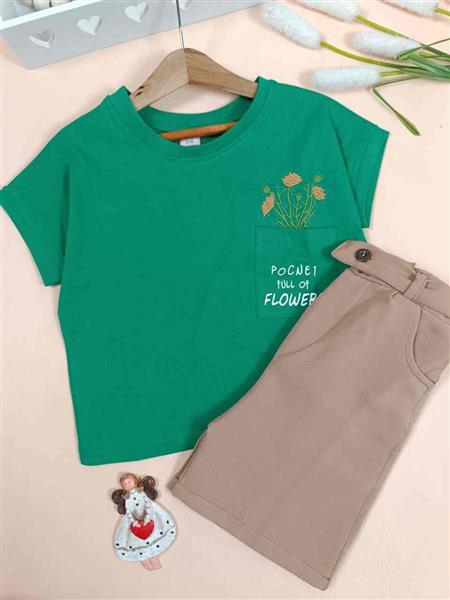 تیشرت شلوارک flowers pocket