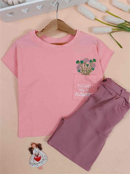 تیشرت شلوارک flowers pocket