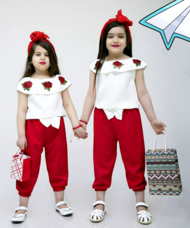 تاپ و شلوارک گل رز