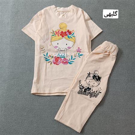 تیشرت شلوارک دخترک و تاج گل تکسایز