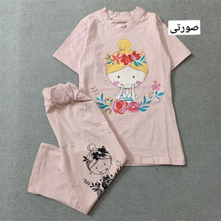 تیشرت شلوارک دخترک و تاج گل تکسایز