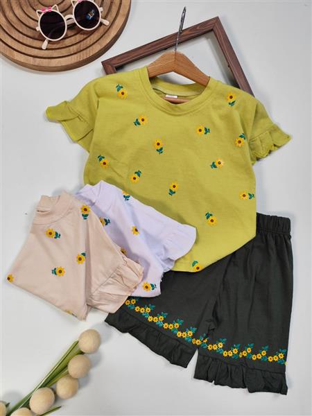 تیشرت شلوارک گلدار صدف