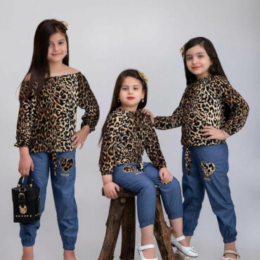 بلوز شلوار پلنگی شلوار جین