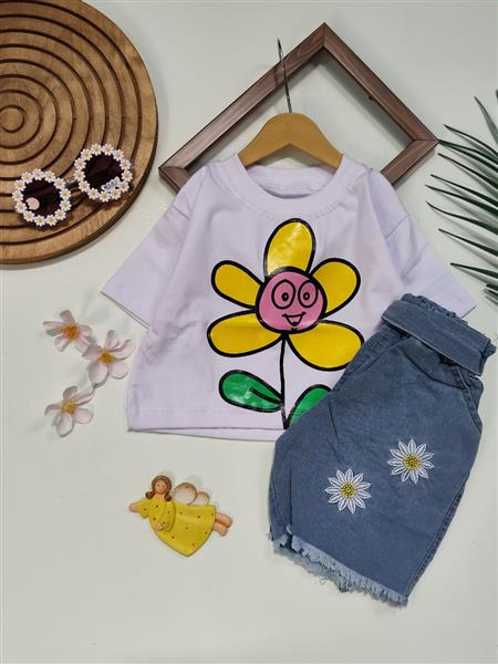 کراپ شلوارک گل yellow