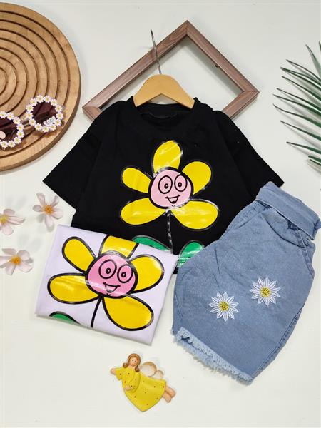 کراپ شلوارک گل yellow
