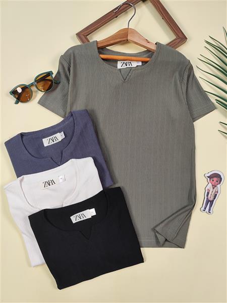 تیشرت یقه کوبایی zara 