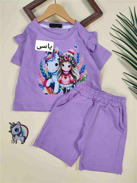 کراپ شلوارک دختر تاج گل و پونی 