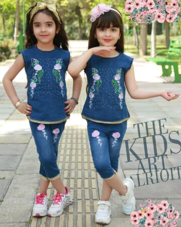 تاپ شلوارک جین گل رز 🌺🌺🌺
