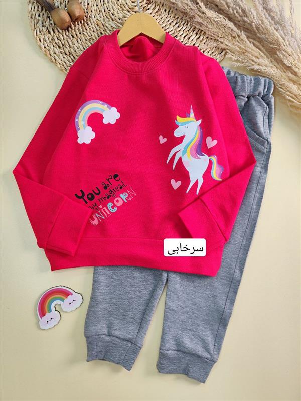 بلوز شلوار یونیکورن شاخ رنگی 
