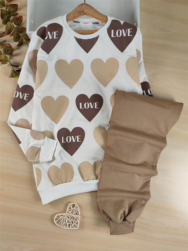 بلوز شلوار Love قهوه ای 