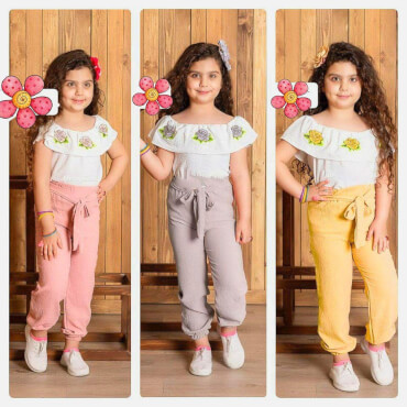 نیم تنه و شلوار گل رز