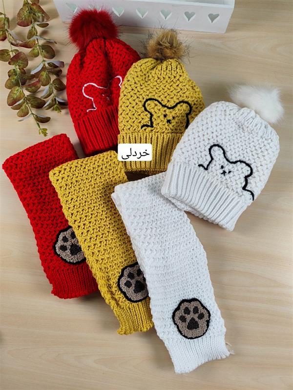 کلاه شالگردن خرس گلدوزی 