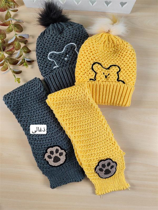 کلاه شالگردن خرس گلدوزی 