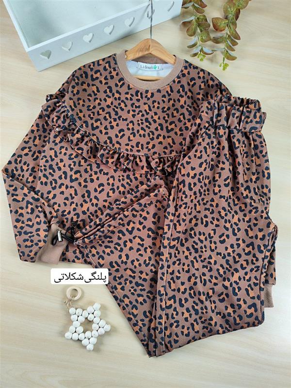 بلوز شلوار بیسکویتی قلب سفید