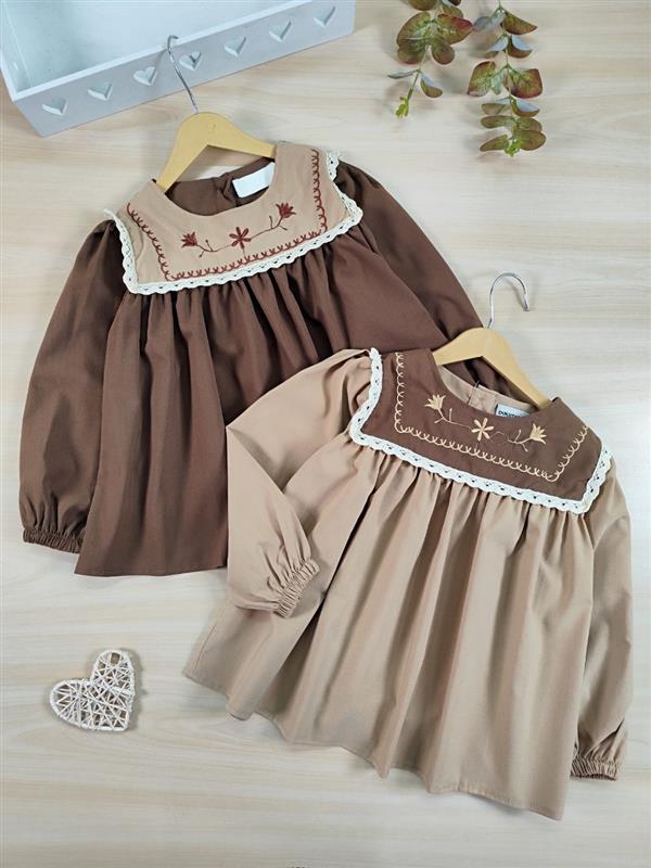 پیراهن یقه گیپور سه گل
