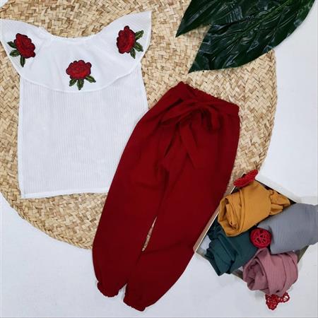 تاپ شلوار مجلسی سه گل رز