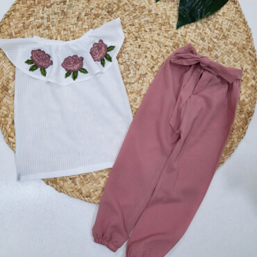 تاپ شلوار مجلسی سه گل رز