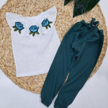 تاپ شلوار مجلسی سه گل رز