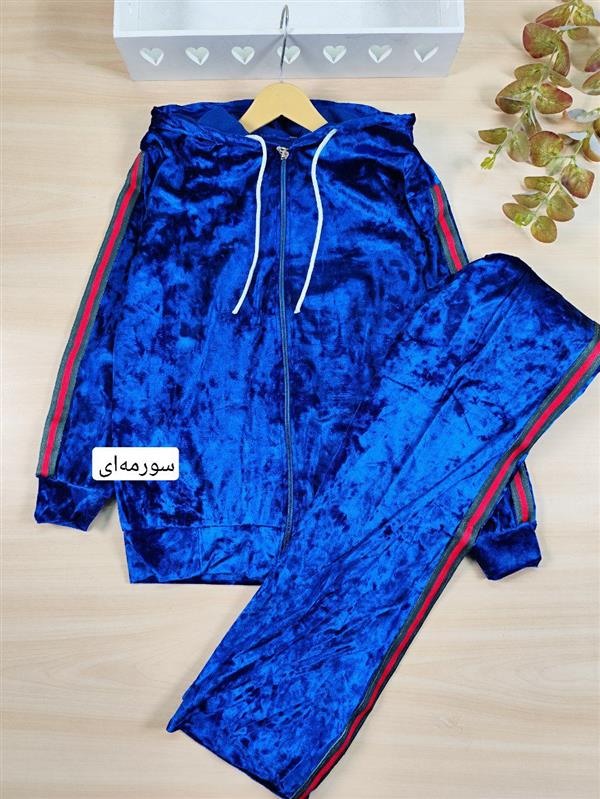 سویشرت شلوار مخمل نواری 
