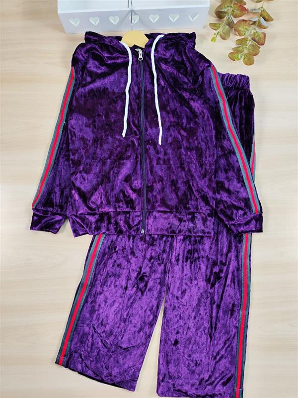 سویشرت شلوار مخمل نواری 