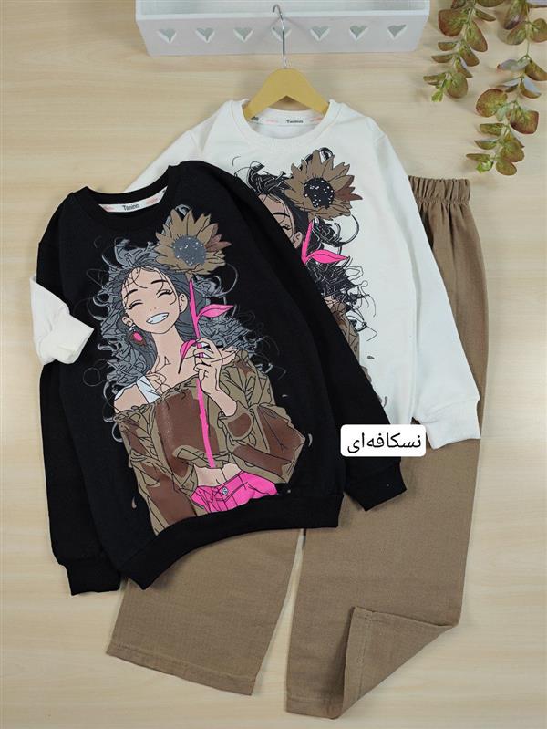بلوز شلوار دختر و گل انیمه 
