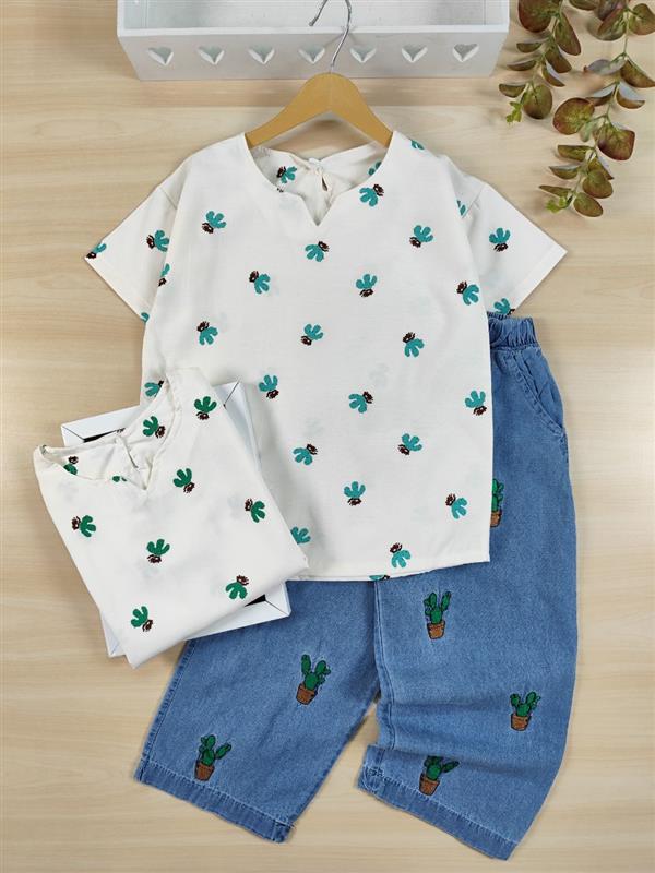 تیشرت شلوارک Green cactus