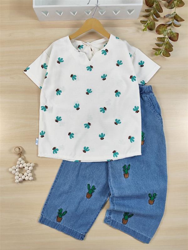تیشرت شلوارک Green cactus