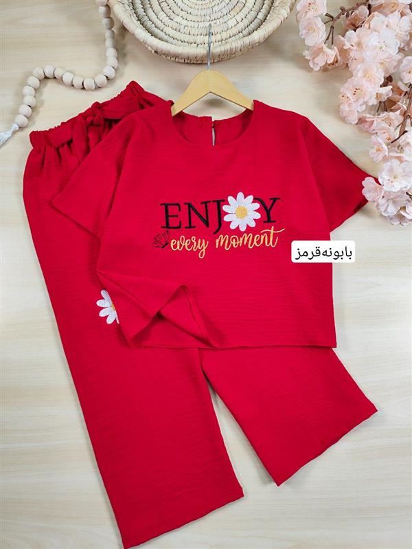 کراپ شلوار ابر و بادی گل ها