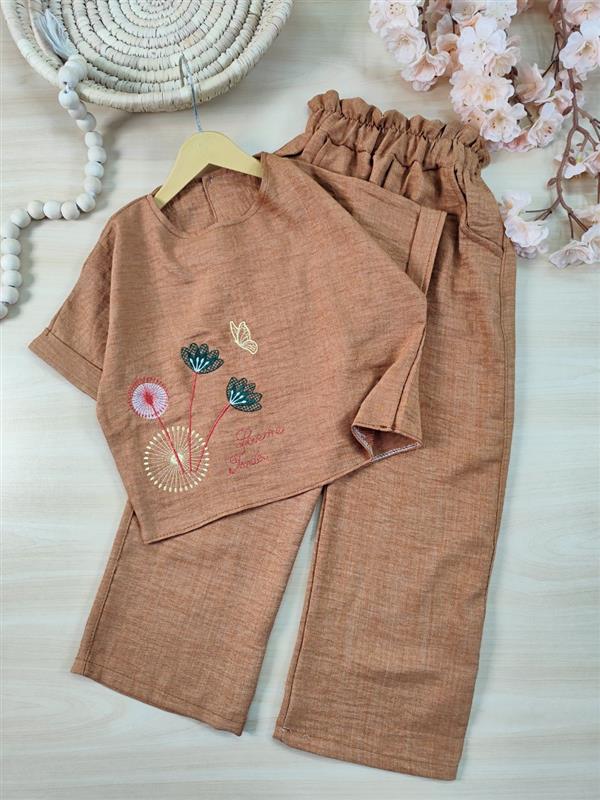 کراپ و شلوار گلدوزی قاصدک و پروانه 