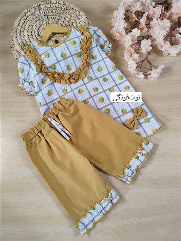 تیشرت شلوارک پاپیون و گل 