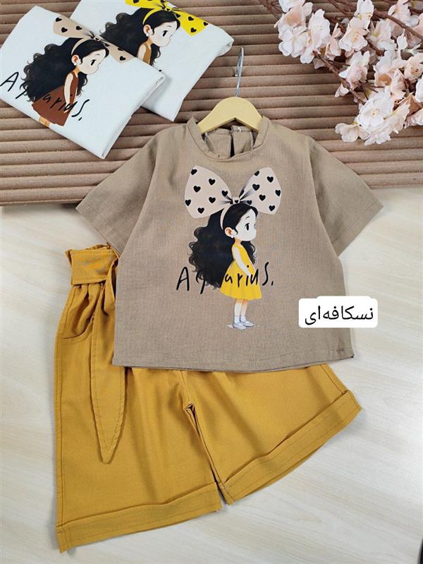 تیشرت شلوارک دختر پاپیون قلبی 