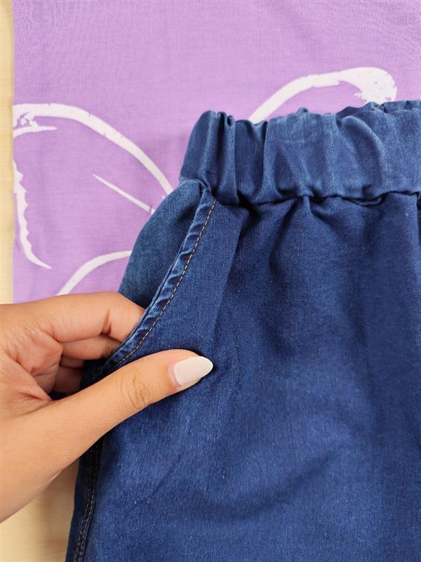 تیشرت شلوارک پروانه چاپی 