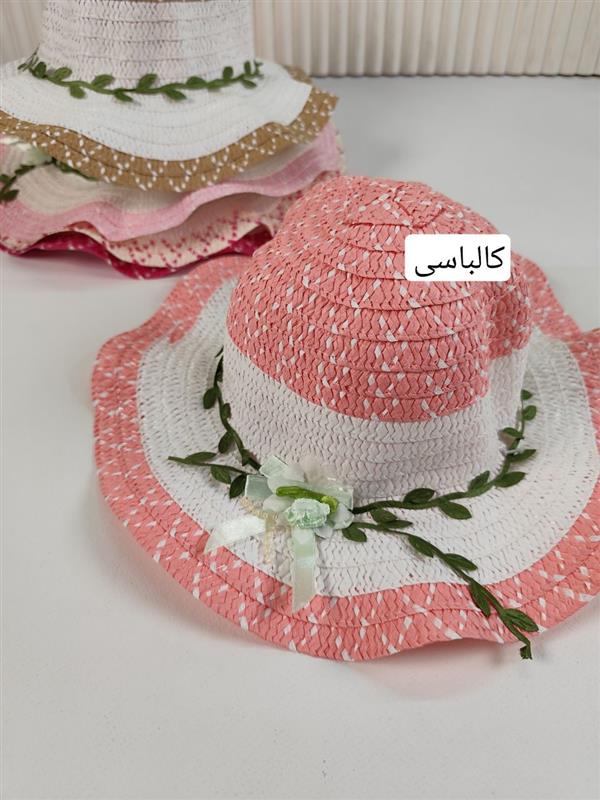 کلاه حصیری برگ و گل 