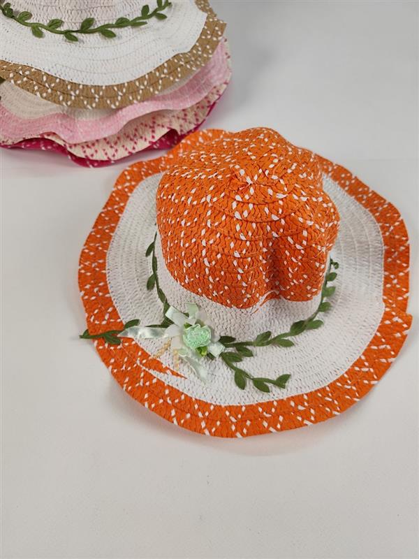 کلاه حصیری برگ و گل 