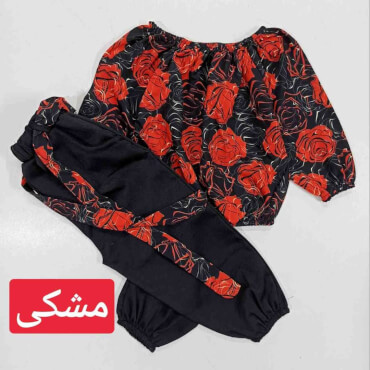 شومیز شلوار گل گلی یقه کش