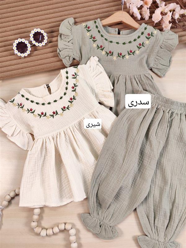 پیراهن شلوارک گلدوزی رویا 