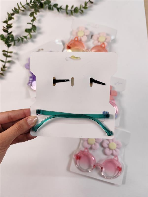 ست عینک گربه ای و گیره گلی 