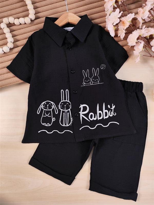 پیراهن شلوارک گلدوزی Rabbit 