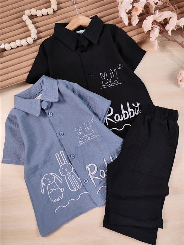پیراهن شلوارک گلدوزی Rabbit 