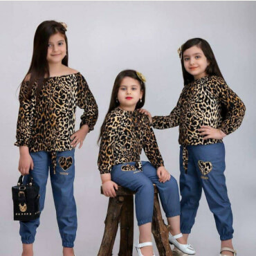 شومیز شلوار یقه کش پلنگی
