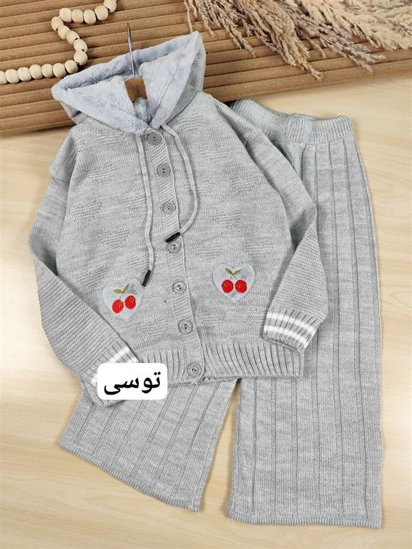 سویشرت شلوار بافت قلب گیلاسی 