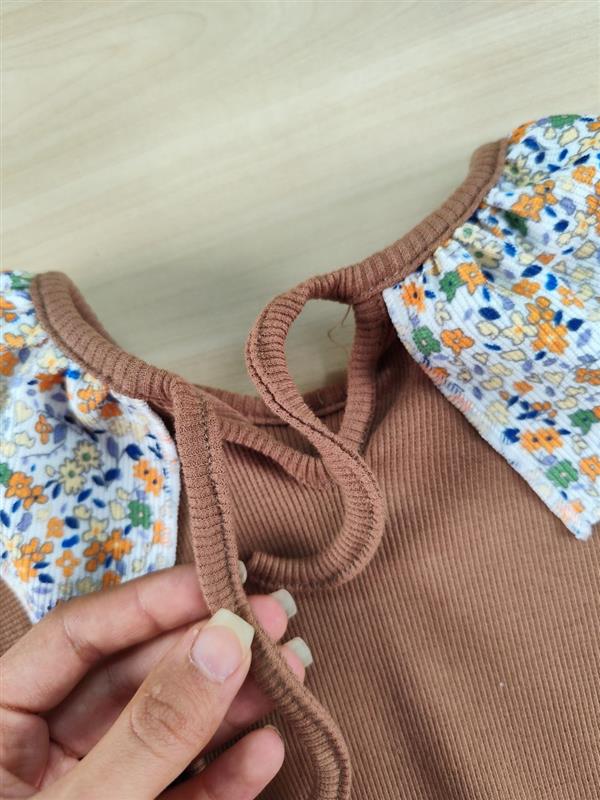 بلوز شلوار یقه گل پارچه ای 